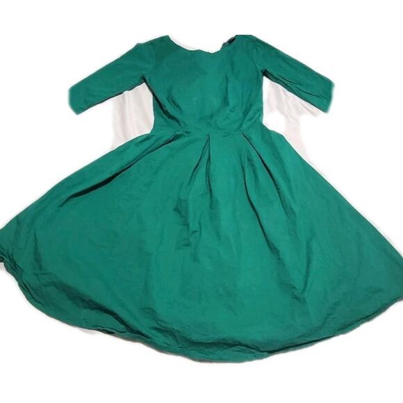 Mint Limit Womens Emerald Green 3/4 Sleeve Dress Small Swing - Picture 1 of 4